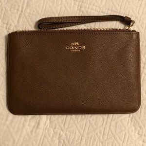 Coach wristlet brown leather